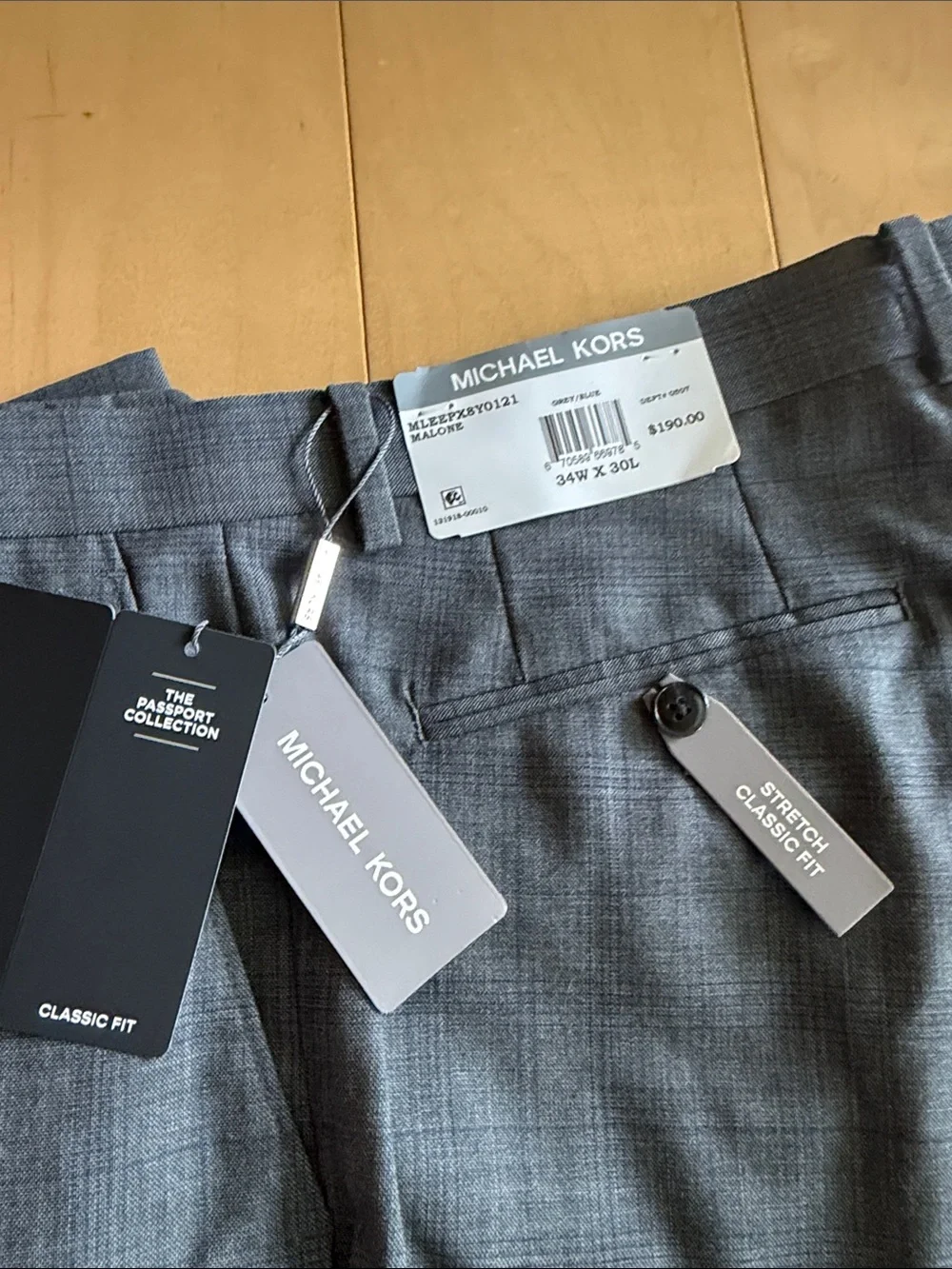 Michael Kors dress pants -stretch classic fit size 34 x 30 grey wool blend -NWT